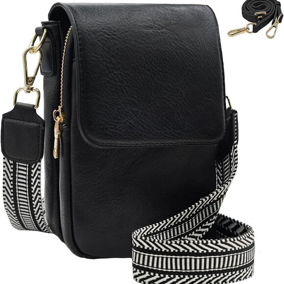 Handbags - Small Vegan Leather Crossbody Purse Women Card Slots Adjustable Straps